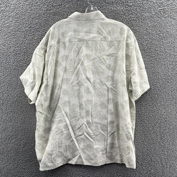 Nat Nast Silk Blend Hawaiian Shirt Mens XL Light Green Leaf Print Short Sleeve - Picture 2 of 9
